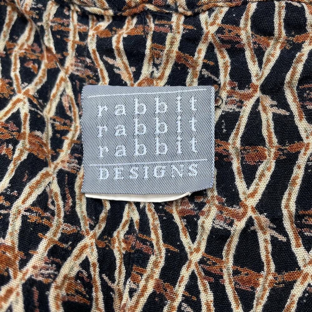🔥 90s Rabbit Rabbit Rabbit Geometric Abstract Print Boho Tribal Safari Dress 10 - Picture 9 of 14
